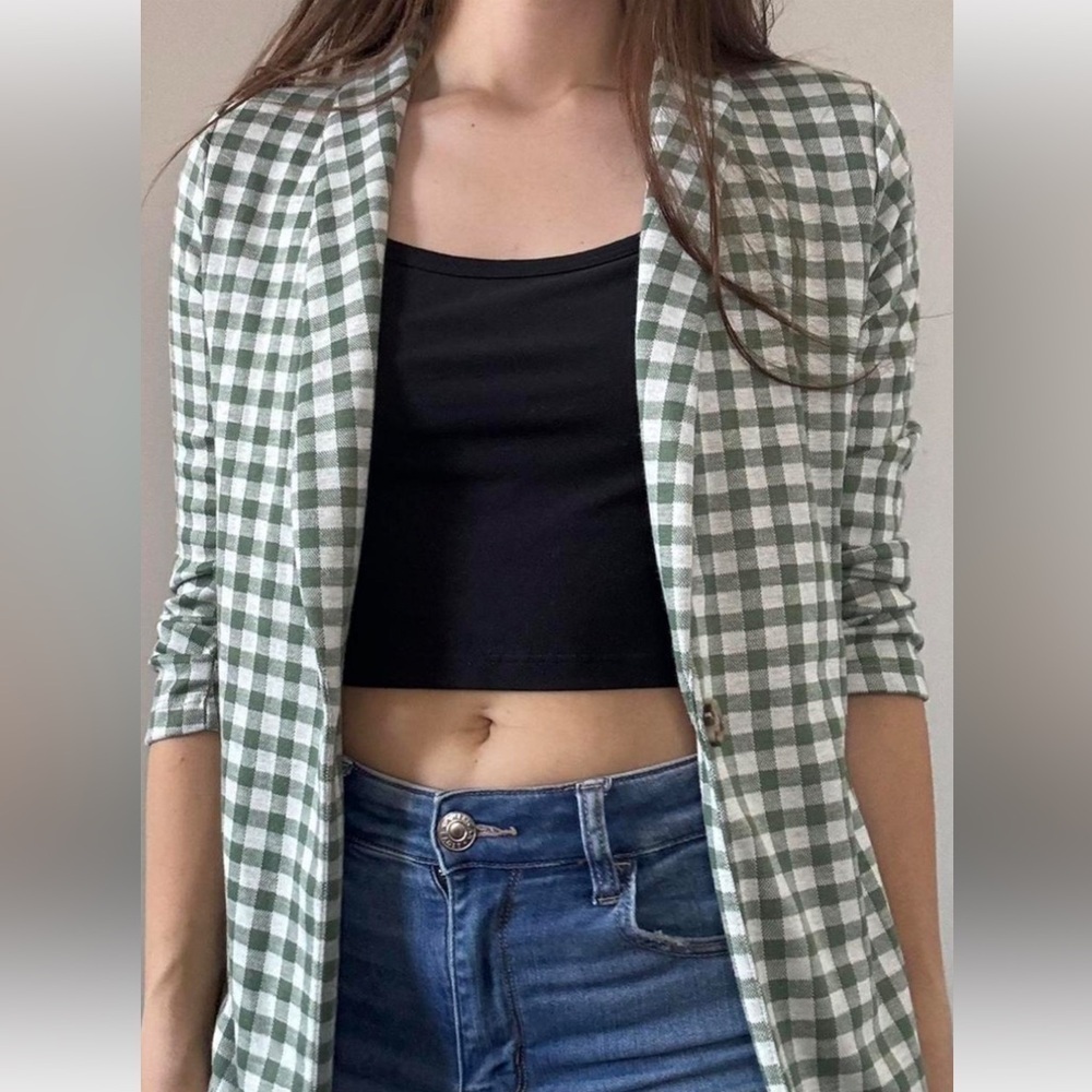 Alter’d State Gingham Blazer. Green Check | Lightweight | Jacket Women’s Sz-S